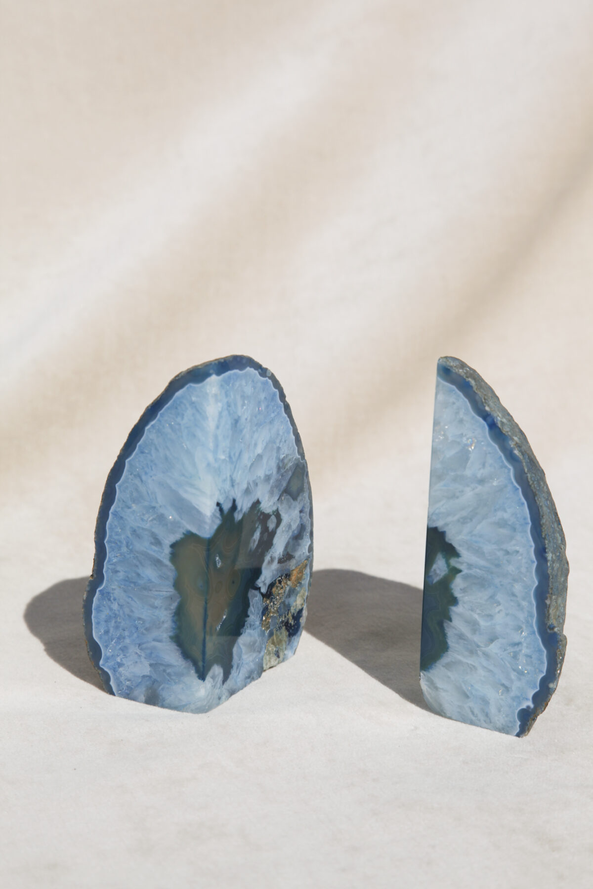 BLUE AGATE BOOKENDS